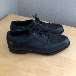 CUTTER & BUCK Black Leather Cleated Kiltie Golf Shoes Men's size 8.5 MINT